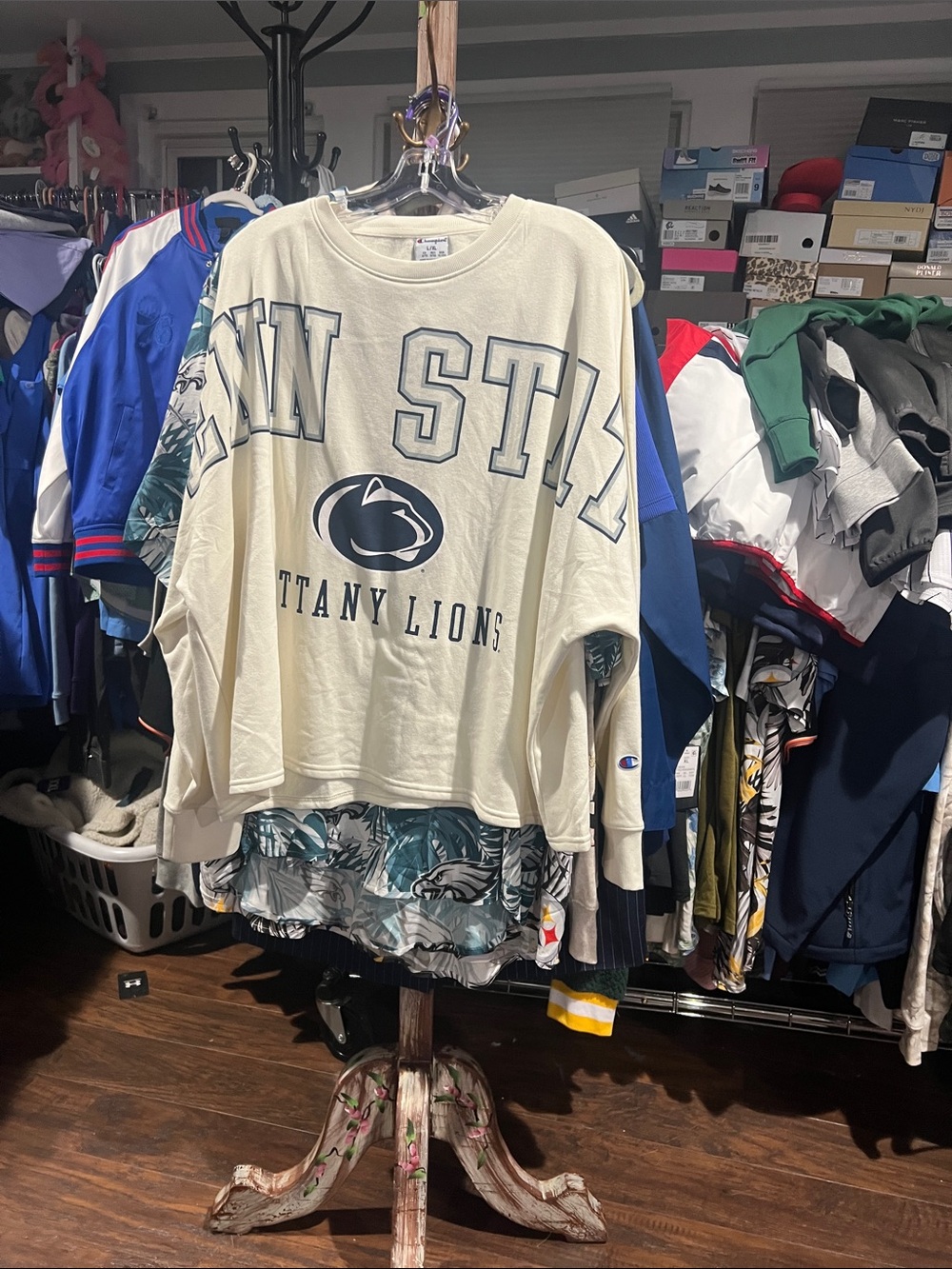 Champion Cream Penn State Nittany Lions Long-Sleeve Sweatshirt